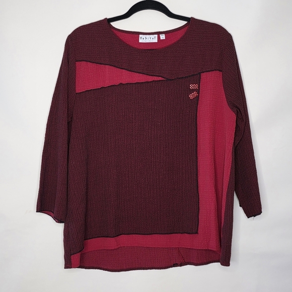 Habitat Tops - Habitat‎ Colorblocked Oversized Top Size Small 3/4 Sleeves Lagenlook Shirt